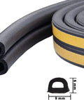 Tough As Nails Weather Stripping Door Seal Strip Designed To Snap Tight Against Gaps While Blocking Chills Noise And Dust Perfect For Hassle Free Window Insulation Upgrades In Classic Black, showing EPDM foam D shape with dimensions.
