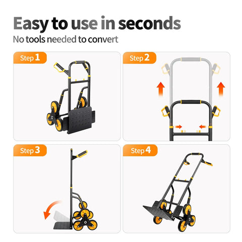 Step-by-step folding guide for Beefed Up Stair Climber Hand Truck With 770 Lb Capacity Foldable Stair Dolly for easy use