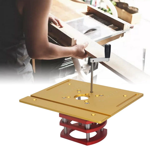 Badass Router Lift For Woodworking Table Insert Plate Motor Mount Swap Smooth Manual Lifting System, aluminum alloy top, 240x200mm.