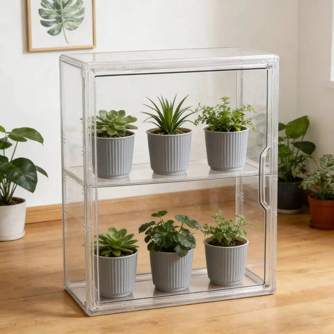 Indoor Mini Greenhouse Stackable For Small Plants With Clear Waterproof Door Compact Yet Dope 14 By 5.5 By 10.5 Inches Space Saving Seedling Starter For Windowsill Or Balcony Perfect For Urban Gardens