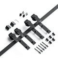Bypass Double Sliding Barn Door Hardware Kit 6.6ft Track For Double 45 Wide Doors Smooth Quiet Ball Bearing Rollers Aluminum Alloy