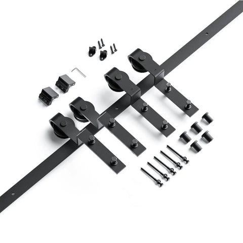 Bypass Double Sliding Barn Door Hardware Kit 6.6ft Track For Double 45 Wide Doors Smooth Quiet Ball Bearing Rollers Aluminum Alloy