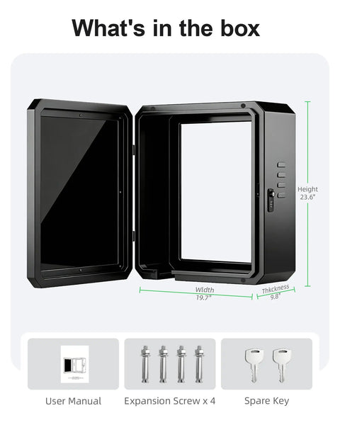 What's in the box for Lock Down Your EV Charger Setup With This Built Like A Tank Outdoor Enclosure including user manual and keys.