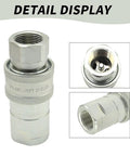 Heavy Duty 1 Inch ISO 5675 Hydraulic Quick Connect Coupler Set With Pioneer Style 1 Inch NPT Thread Poppet Valve Ball Seat Valve Options 66 GPM Compatible With Tractors And Farm Equipment, showing detailed component views.