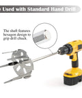 KAMaster 304 Stainless Steel Pork Puller Drill Attachment For Meat Shredding and BBQ Smoking mounted on standard drill, hex shaft detail.