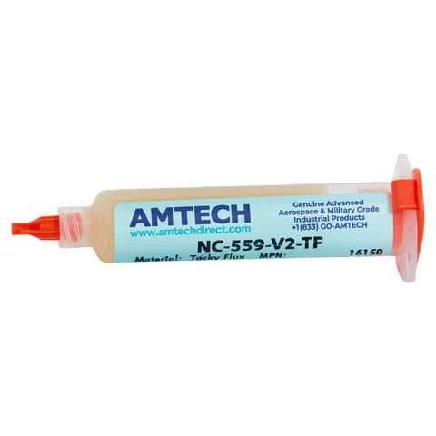 No Clean Tacky Flux For Hand Soldering Tin Lead ROL0, 10g Syringe Kit, rosin-based with clear residue and red cap
