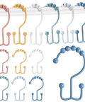 12 Piece Bohemian Rainbow Shower Curtain Hooks Set In 304 Stainless Steel Rust Proof With Balanced Double Glide For Smooth Curtain Hanging