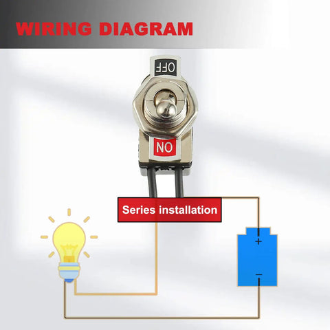 Wiring diagram for Heavy Duty SPST Rocker Toggle Switch 2 Pin On Off Latching With Leads 6A At 125VAC And 3A At 250VAC