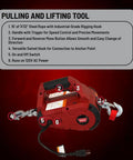 Heavy-Duty 120V AC Electric Winch With 1000 Lb Capacity For Vehicle Recovery, No-Load Line Speed Of 13.8 Fpm, Built Tough For Real-World Rugged Jobs, Easy To Use And Durable Winch That Replaces Outdated Come-Alongs, red electric winch with 15 ft steel rope and hook