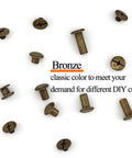 Hardened Bronze Chicago Binding Screw Pack Loaded For Leather Work And Notebook Crafting With Clean Flat Heads And Reliable Threads For Your Everyday Maker Grind, assorted sizes on a white background.