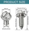 Heavy Duty Stainless Steel License Plate Screws And Security Fasteners For Cars Trucks And Suvs Rustproof Tag Mounting Kit Premium silver bolts dimensions image.