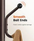 Close-up of hook with smooth ball end on 14 Hook Freestanding Coat Rack Stand For Entryway Hallway Bedroom And Office Metal Coat Tree Hat Rack