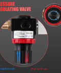 Front view of JIFETOR cylinder leak-down tester kit with dual pressure gauges, black body, red collar and brass fittings
