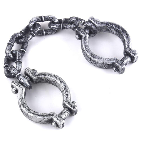 Plastic Halloween Shackles On Chain Handcuff Prop For Dope Costume Decor And Photo Ops Lightweight Cuffs With A 4 Inch Diameter And 32 Inch Chain Perfect For Parties Haunt Sets And Themed Events