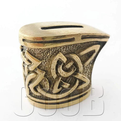 Finger Guard Bolster And Pommel Knife Handle Set For Custom Blade Making, hand cast bronze pommel with detailed design