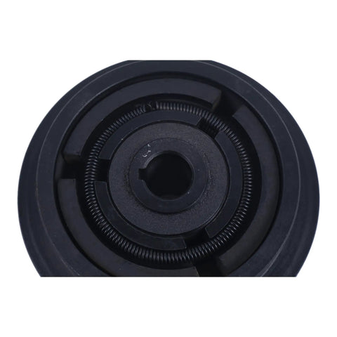 Close-up view of Beefy Five Inch Pulley Set With Two Pulleys And One Half Inch V Belt For Three Quarter Inch Shaft Works With Honda GX160 GX200 Engines