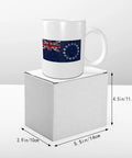Cook Islands Flag With Polygonal Effects 11 Oz Coffee Mug Double Sided Print With Handle Premium Ceramic Cup Gift Boxed