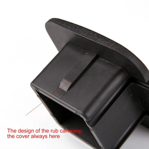 Close-up of 2 Inch Tow Receiver Hitch Cover Plug Cap Black Durable 2x2 Receiver Tube Plug That Stays Put And Goes On Easy Fits Toyota