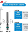 Deutsch DT Connector Pins And Sockets Kit with Solid Contacts size 16, models 0460-215-16141 and 0462-209-16141, tin bronze