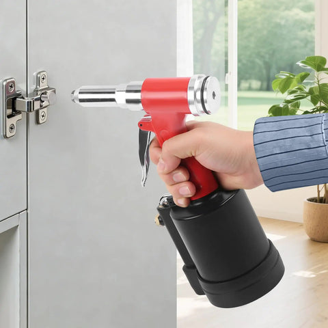 Air Powered Pneumatic Rivet Gun Set For Heavy Duty Riveting, Durable Stainless Steel And Aluminum Alloy Build, Pro-Grade High-Performance Pop Riveter Tool For Quick Pull Rivets, Ideal For Automotive, Metal Fabrication, And DIY on cabinet hinge