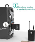 Wireless Microphone System With Headset And Lapel Mics UHF Beltpack Transmitter And Receiver 20 Channel Frequencies near speaker