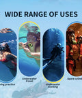 Image showing diverse uses of Portable 0.5L Mini Scuba Tank For Travel And Recreational Diving in various underwater scenarios.
