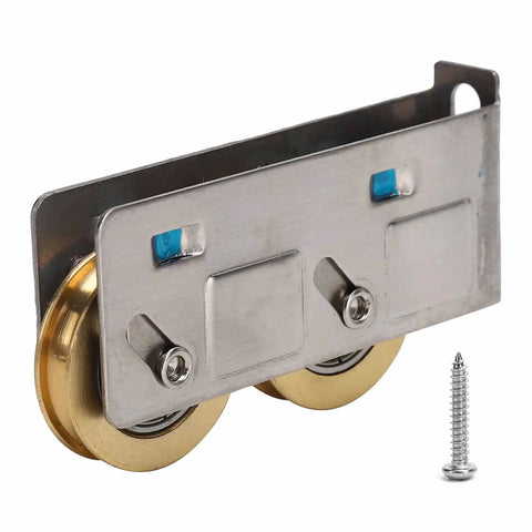 Heavy Duty Double Copper Wheel Stainless Steel Sliding Door Roller Smooth Glide Window Track Pulley with screw