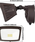 Dusk To Dawn Outdoor Flood Light With Photocell For Garage And Yard 28W 3400Lm IP65 Waterproof Exterior Lighting 5000K Daylight ETL Listed showing dimensions