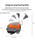Side view of Beast 17 Inch Walk Behind Floor Scrubber Machine With 19,000 Sq Ft Per Hour Cleaning Power, handle adjustments shown.