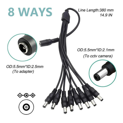8-way splitter cable for 12V 5A CCTV Camera Power Supply With 8 Way Splitter Cable For Lorex Samsung Q See Night Owl Swann