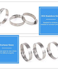 Twenty Pack 304 Stainless Steel Adjustable Hose Clamps 46 To 70 MM Range Worm Gear Clamp Kit