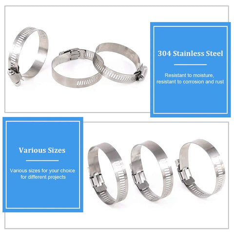 Twenty Pack 304 Stainless Steel Adjustable Hose Clamps 46 To 70 MM Range Worm Gear Clamp Kit