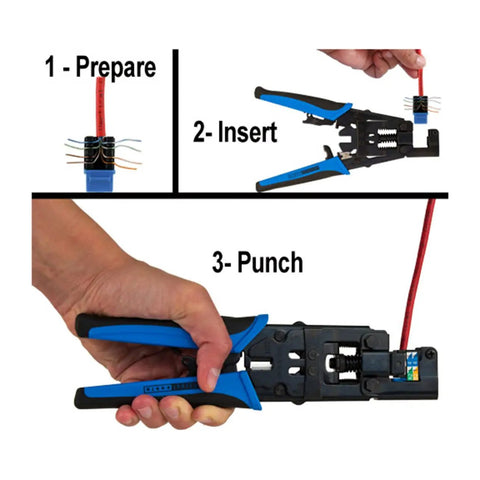 1 Punch Down Termination Tool For Vertical Cable Keystones Pro Grade Carbon Steel With Black Oxide Finish in hand use