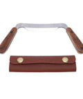 4 Inch HSS Drawknife With Twin Hickory Handles For Stripping Stubborn Bark Fast A Heavy Wood Shaping Tool Cut Like A Hot Knife Engineered For Quick Log Prep And Smooth Finish Work with leather pouch.