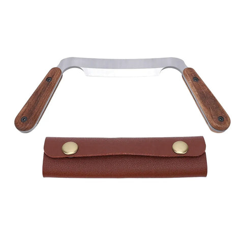 4 Inch HSS Drawknife With Twin Hickory Handles For Stripping Stubborn Bark Fast A Heavy Wood Shaping Tool Cut Like A Hot Knife Engineered For Quick Log Prep And Smooth Finish Work with leather pouch.