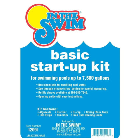 Pool Opening Starter Kit For Above Ground And In Ground Pools Up To 7500 Gallons, label with included chemicals