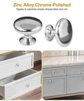 Sleek Polished Chrome Cabinet Knobs 4 Pack Round Mushroom Drawer Handles, 30mm Diameter, Zinc Alloy, Includes M4 Screws, Front Thickness About 25mm Fit, No Fuss Kitchen Upgrade for Cabinets and Furniture on white drawers
