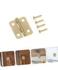 Golden 40 Piece Iron Miniature Hinges With Screws For Jewelry Box And Wooden Chest, showing hinge and installation views