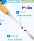 Parting And Grooving Wood Turning Tool For Lathe Pros, 19.68 Inch Length, showing ergonomic wood handle and stainless steel shaft with carbide tip.