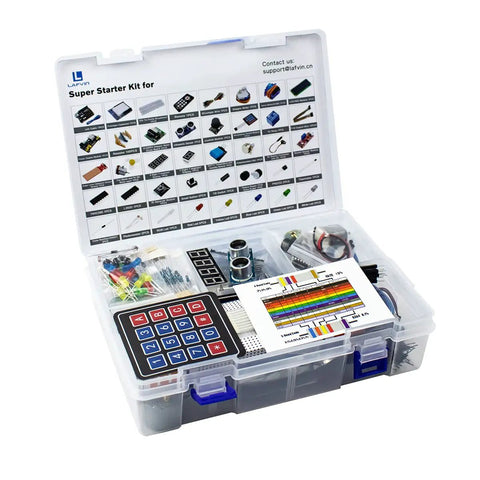 Noob Friendly Arduino Starter Kit For R3 Mega2560 Mega328 Nano With Step By Step Tutorial in plastic case with components visible