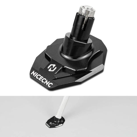 Beefy Kickstand Foot Extension Pad And Puck For Dirt Bikes, CNC Billet Aluminum, Wider Footprint To Prevent Sinking, Black