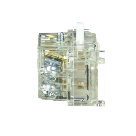 Side view of Heavy Duty Push Button Contact Block For 30mm Cutouts With 1NO 1NC Spring Return, Self Grounding Harmony Style 9001KA1