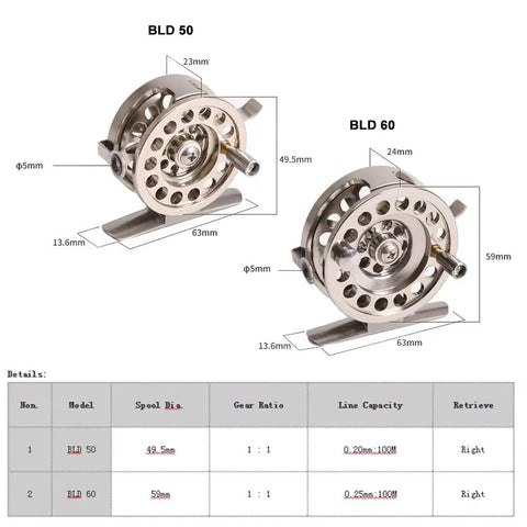 Aluminum Alloy Fly Fishing Reel 1:1 Gear Ratio Right Handed Ice And Saltwater Tackle Accessory Lightweight 50–61g