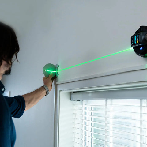TargetMate Magnetic Washable Target Plate For M-Cube 02 Laser Measure, used on wall for laser alignment