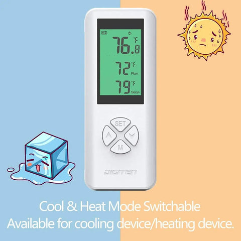Wireless Temperature Controller Digital Plug In Thermostat Outlet with Built In Temp Sensor and Remote Control display
