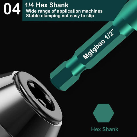 10pc green hex-shank concrete drill bit set by Mgtgbao; tungsten carbide masonry bits (close-up)