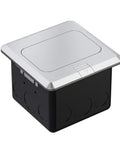 Pop Up Floor Outlet Box With 20 Amp Tamper Resistant USB Receptacle Stainless Steel Floor Box Cover 4 Inch Square Raised Flip Up Lid