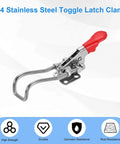 2 Pack Toggle Latch Clamp 40323 M5 X 42mm Quick Release Pull Latches 400lbs Holding Capacity 304 Stainless Steel Hasps For Smoker Lids Jigs Tool Boxes Cases And Doors, red handle