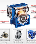 NMRV040 Worm Gearbox Speed Reducer 30 To 1 Beefy Torque Metal Gearhead 86mm Flange 14mm Input 18mm Output