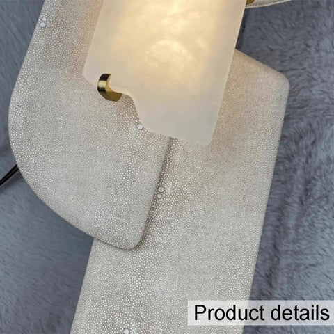 Close-up of Marble Wall Lamp With Natural Stone Shade, Vintage Style Vanity Light For Bathroom, Kitchen, Living Room Or Porch, Hardwired Stone Sconce, Rustic Modern Lighting Fixture.